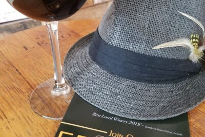 Fedora with Wine glass